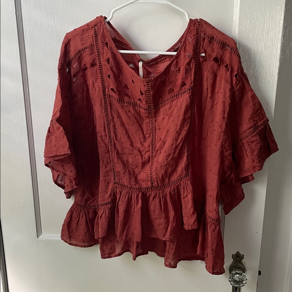 Free People Oversized Eyelet Peasant Blouse 100% cotton